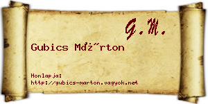 Gubics Márton névjegykártya